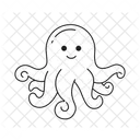 Octopus Cartoon Sea Creature Octopus Smiling Icône