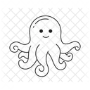 Caricatura De Pulpo Criatura Marina Pulpo Sonriendo Icono