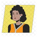 Adult african american woman with curly hair  Icon