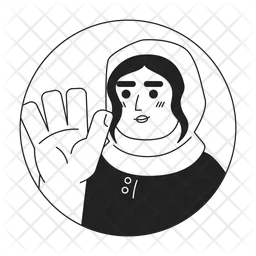 Adult hijab lady saying hi hello  Icon