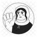 Adult hijab lady saying hi hello  Icon
