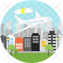 Aeroplane Flying In City Flight Aeroplane Icon