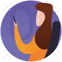 Girl Using Phone Aeroplane Travel Smartphone User Icon