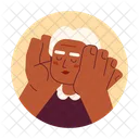 African american old lady hands on cheeks smiling  Icon