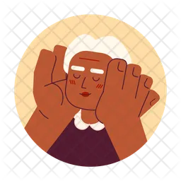 African american old lady hands on cheeks smiling  Icon