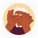 African american old lady hands on cheeks smiling  Icon
