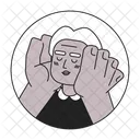 African american old lady hands on cheeks smiling  Icon