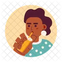 Afro curly hair stylish woman sipping straw  Icon