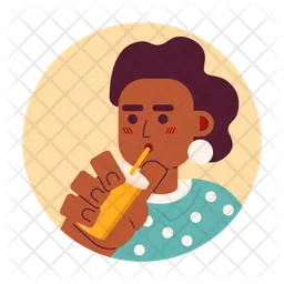 Afro curly hair stylish woman sipping straw  Icon