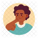 Touching Chin Afro Hair Young Man Making Decision アイコン
