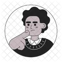 Afro hair young man touching chin  アイコン