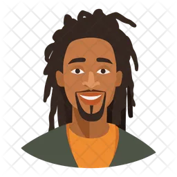 Afro man with dreadlocks Icon - Download in Flat Style