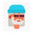 Aging hipster with sunglasses  Icon