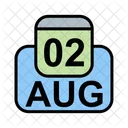 Agosto Calendario Fecha Icono