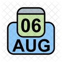 Agosto Calendario Fecha Icono