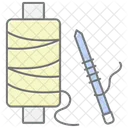 Icone De Cor Linear De Agulhas E Fios De Trico Ícone