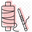 Agulhas De Trico E Fio Cor Sombra Icone De Linha Fina Ícone