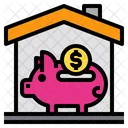 Cerdito Dinero Casa Icono