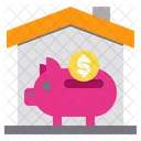 Cerdito Dinero Casa Icono