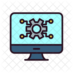 Ai Computer Icon - Download in Colored Outline Style