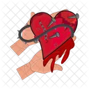 Ail in heart with blood in hand  Icon
