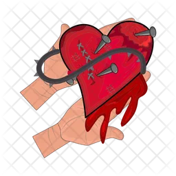 Ail in heart with blood in hand  Icon