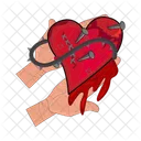 Ail in heart with blood in hand  Icon