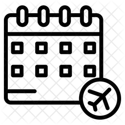 Aircraft in button with calendar  Icon