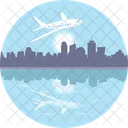 Airplane On City Flight Aeroplane Icon