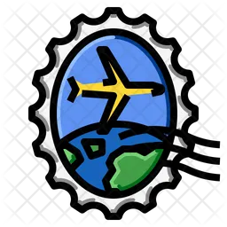Airplane Oval World Stamp  Icon