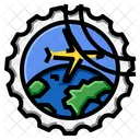 Airplane World Circle Stamp  Icon