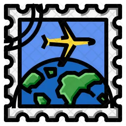 Airplane World Stamp  Icon