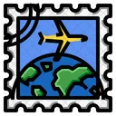 Airplane World Stamp Icon