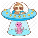 Alien Jellyfish Spaceship Icon