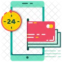 All Time Payment Hour Service Digital Wallet Icon