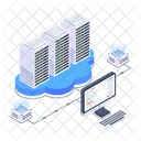 Centros De Datos Almacenamiento De Datos En Linea Almacenamiento En La Nube Icono