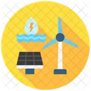 Alternative Energy Solar Power Wind Turbines Icon