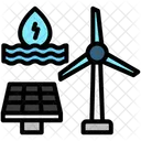 Solar Power Wind Turbines Hydroelectricity Icon