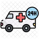 Ambulance 24 Hours 24 Hours Service Icon