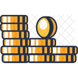 American Cash Money Gold Coins Stack  Icon