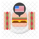 Amerikanische Kuche Burger Hotdog Symbol