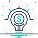 Ampoule allumée avec signe dollar  Icône
