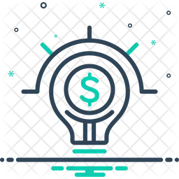 Ampoule allumée avec signe dollar  Icône