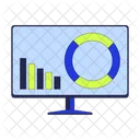 Análisis de datos en el monitor de la computadora  Icono