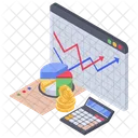 Analisis De Negocios En Linea Analisis Grafico Grafico De Barras Financiero Icono