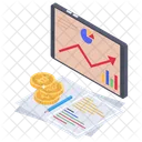 Analisis De Negocios En Linea Analisis Grafico Grafico De Barras Financiero Icono