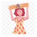 Carrying Wood Ancient Girl Prehistoric Lady Icon