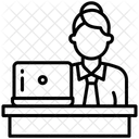 Mitarbeiterin Schreibtisch Weibliche Mitarbeiterin Symbol