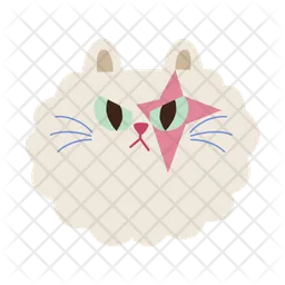 Angry cat face cartoon clipart  Icon