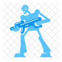 Angry cyborg with firearm  Icon